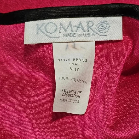 Komar Womens Vintage 1980s Red Long Robe Black Trim Glam Power Lounge Sash Tie - Picture 6 of 8